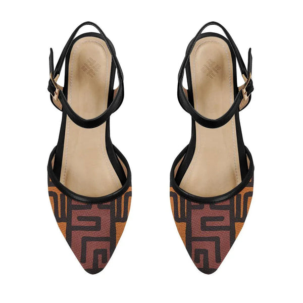 Black Closed Strap Sandal African Tribal - CANVAEGYPT