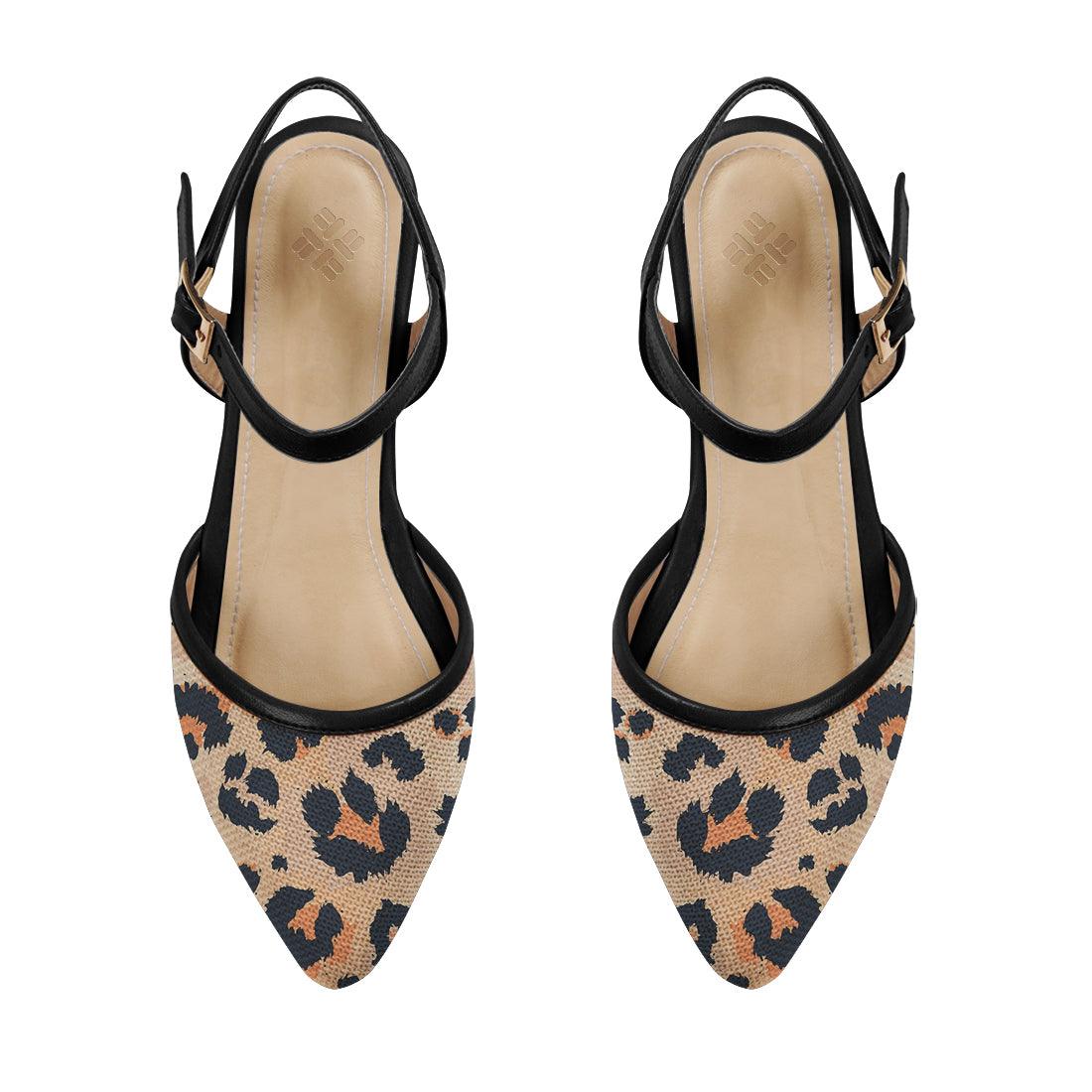 Black Closed Strap Sandal Orange Cheetah - CANVAEGYPT