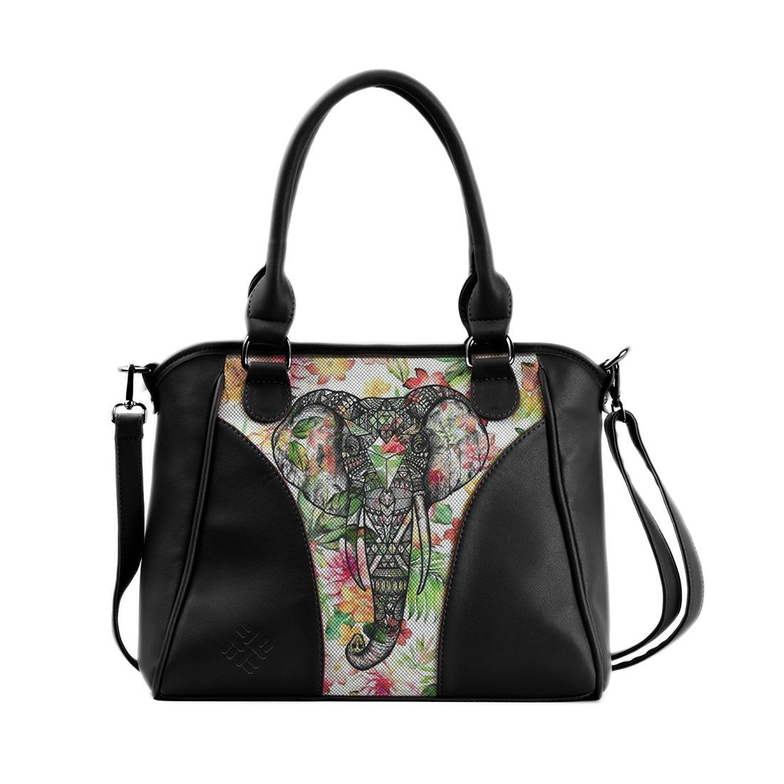 Black Ladies Handbag Elephant Sketch - CANVAEGYPT