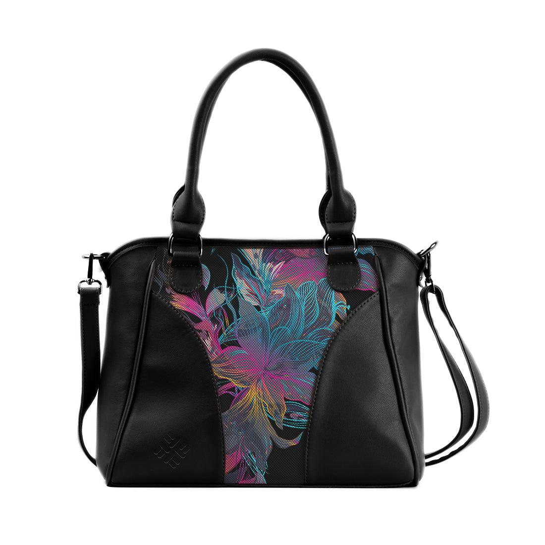 Black Ladies Handbag Floral