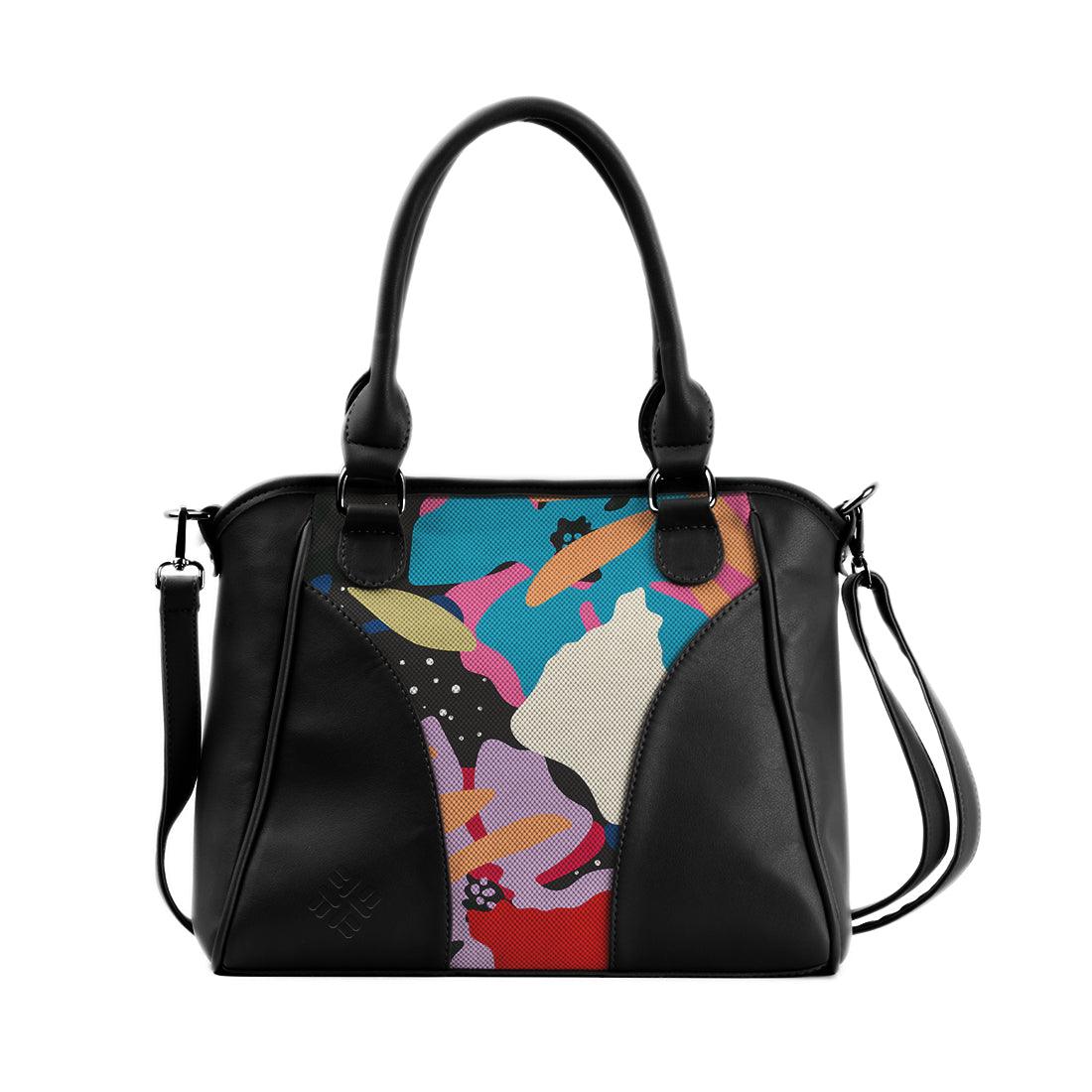 Black Ladies Handbag Modern Floral - CANVAEGYPT