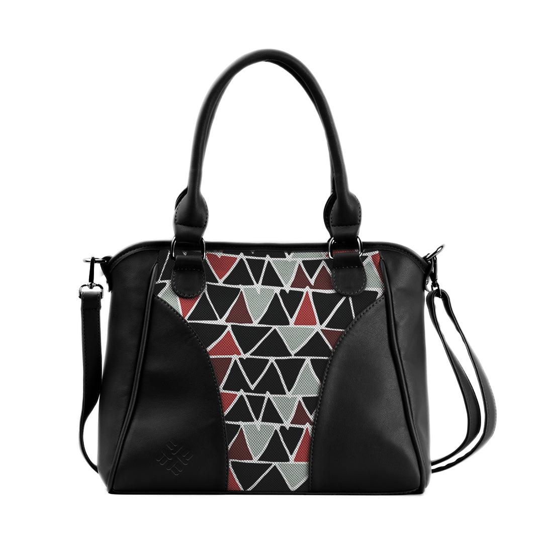 Black Ladies Handbag Triangles Red - CANVAEGYPT