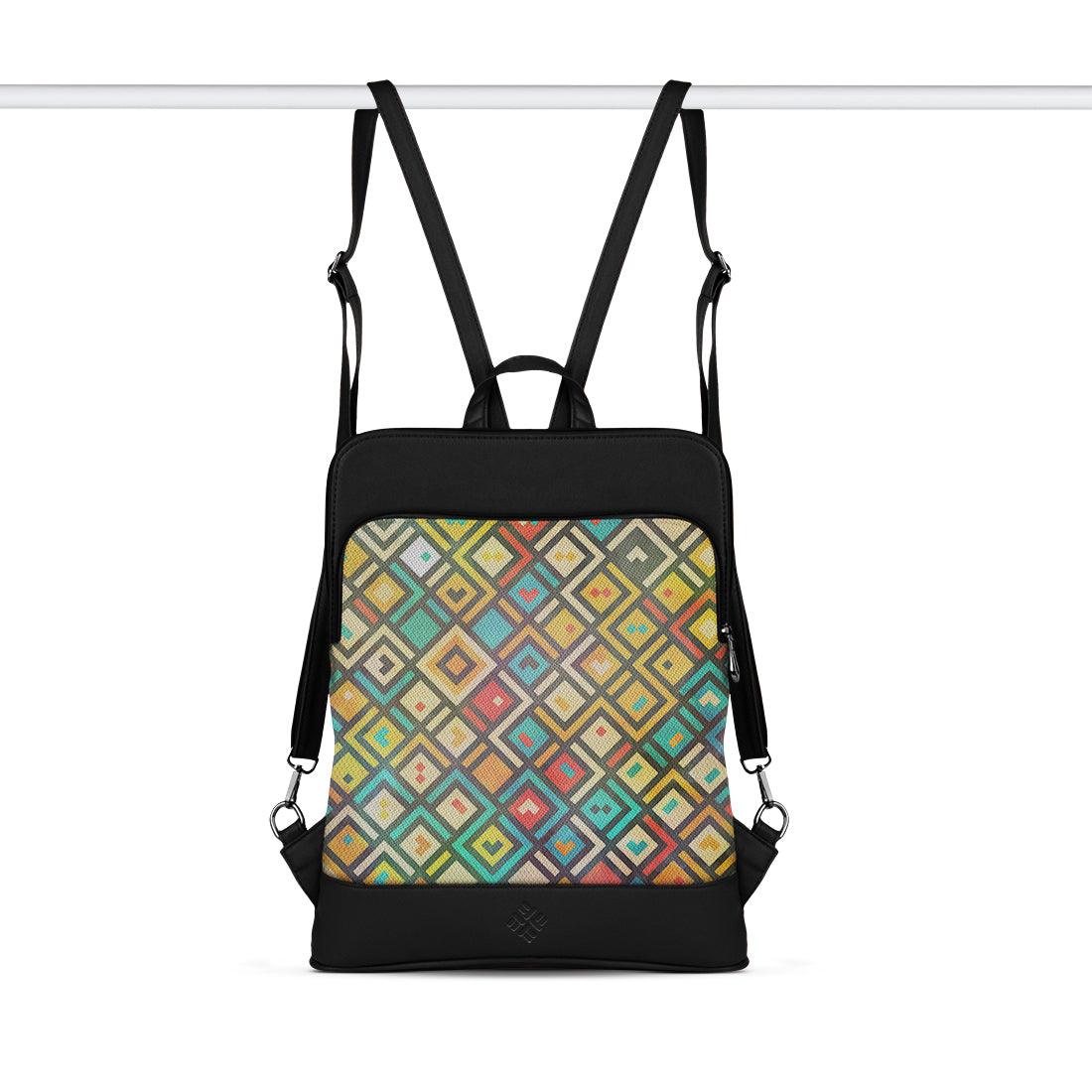 Black Laptop Backpack Colorful Polygons - CANVAEGYPT