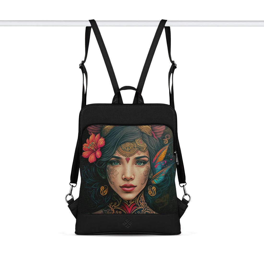 Black Laptop Backpack Indian Lady - CANVAEGYPT