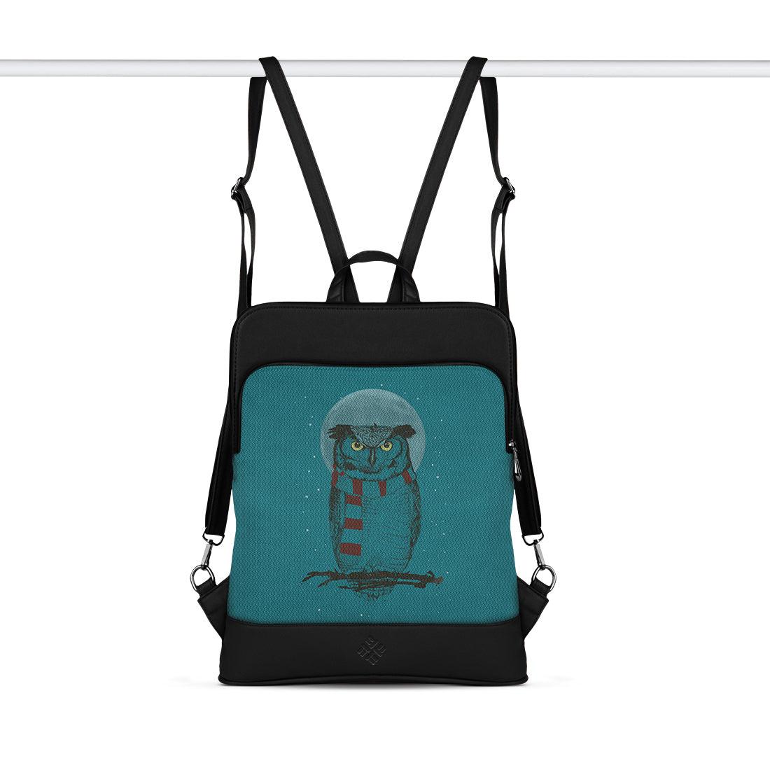 Black Laptop Backpack Winter Owl - CANVAEGYPT
