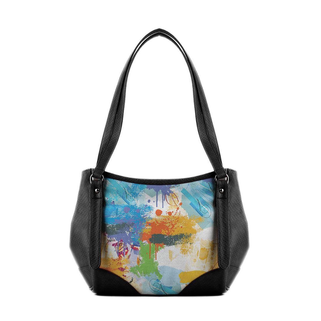 Black Leather Tote Bag Abstract - CANVAEGYPT