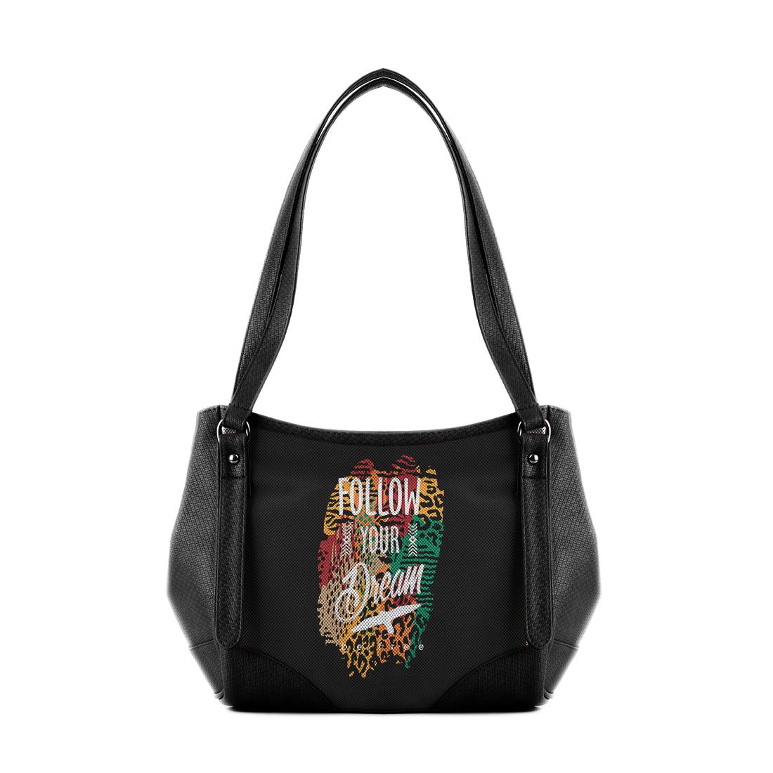 Black Leather Tote Bag Be Free - CANVAEGYPT