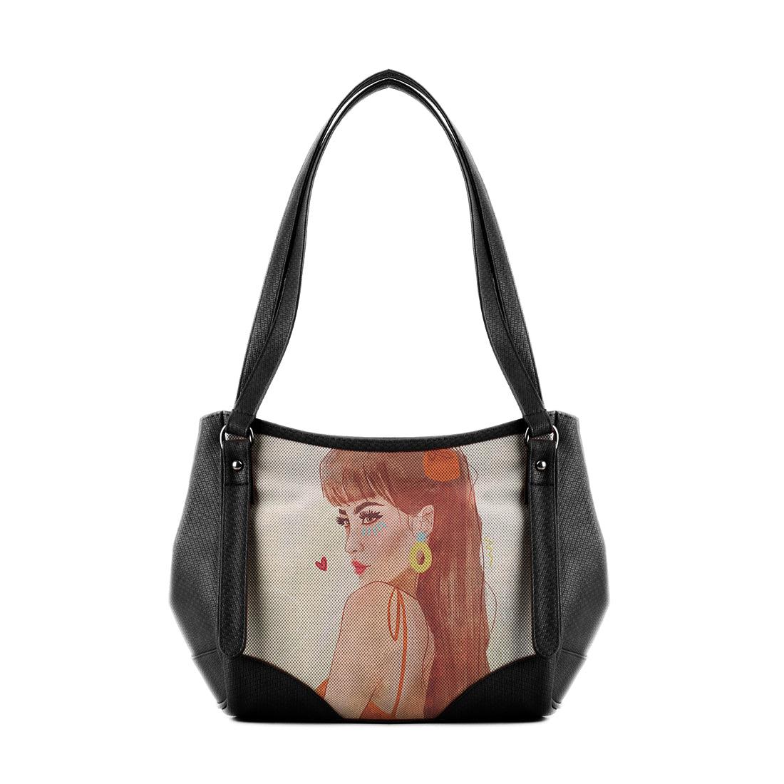 Black Leather Tote Bag Brunette Beauty - CANVAEGYPT