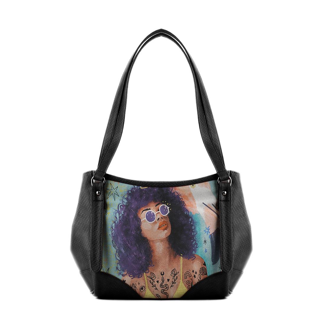 Black Leather Tote Bag Flamingo Queen - CANVAEGYPT