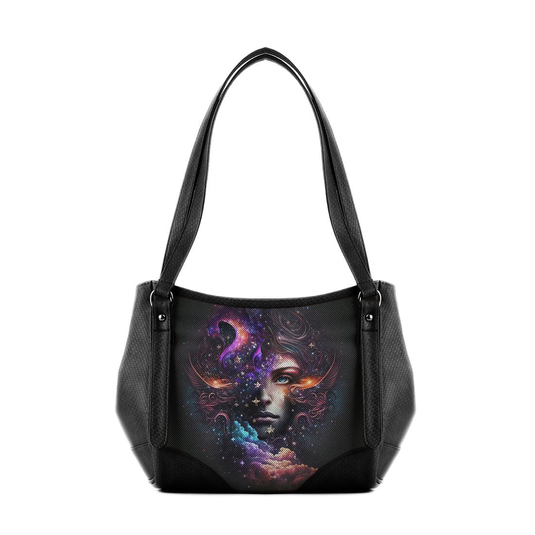 Black Leather Tote Bag Infinity Universe - CANVAEGYPT