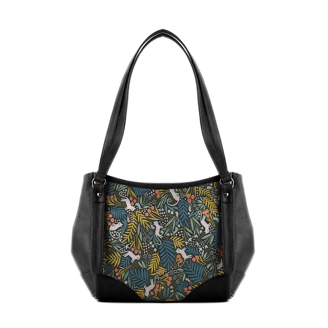 Black Leather Tote Bag Jungles - CANVAEGYPT