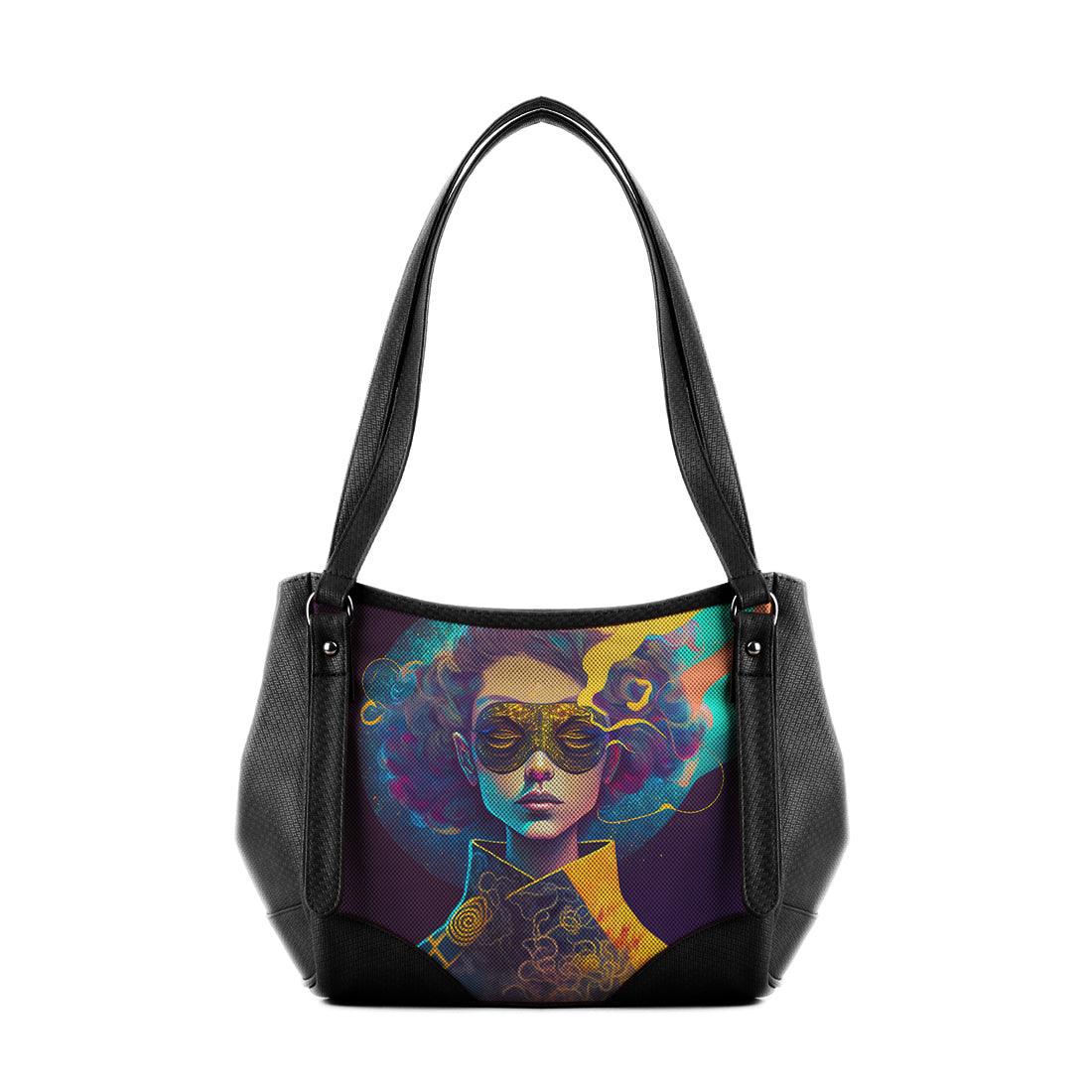 Black Leather Tote Bag Mystery Lady - CANVAEGYPT