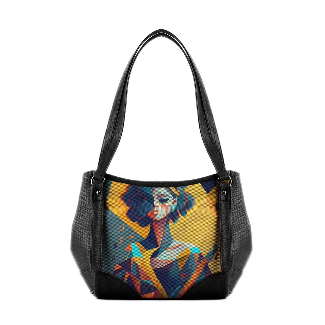 Black Leather Tote Bag Pixeld Girl - CANVAEGYPT