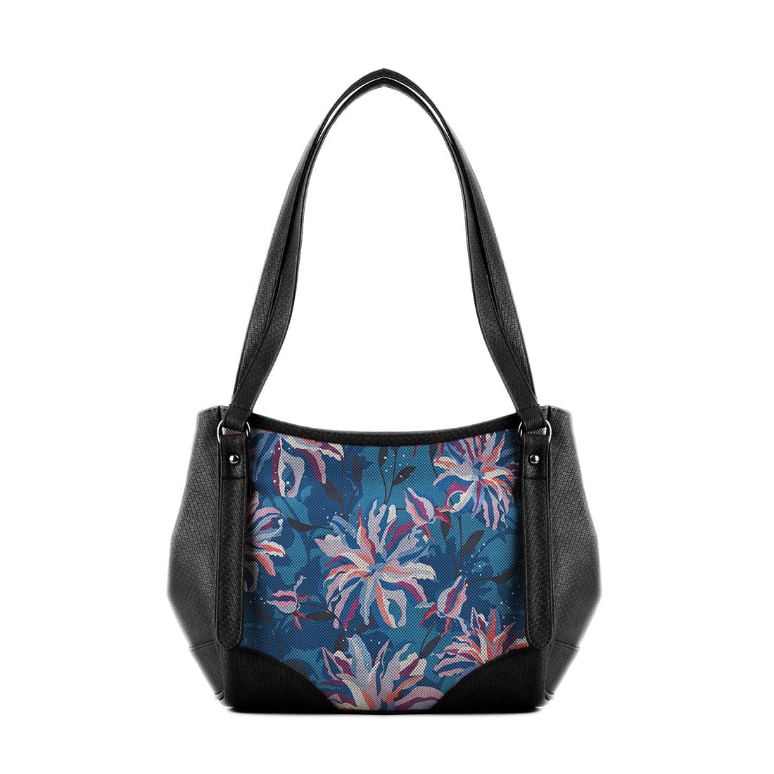 Black Leather Tote Bag Sea Leaf - CANVAEGYPT