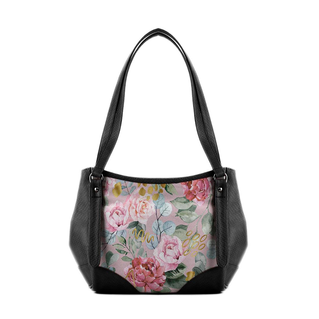 Black Leather Tote Bag Watercolor Gentle - CANVAEGYPT