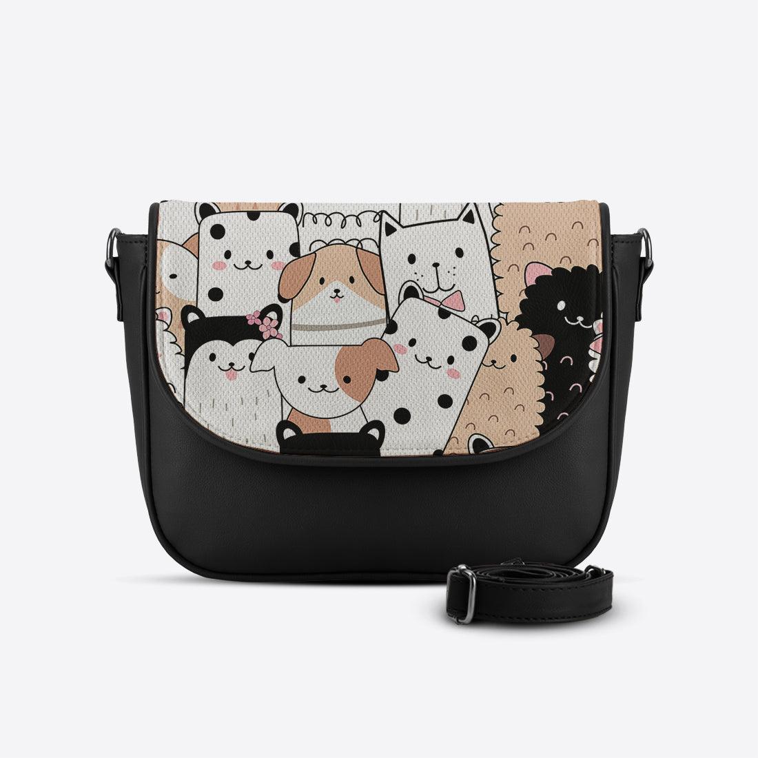 Black Messenger Crossbody Cute Pets - CANVAEGYPT