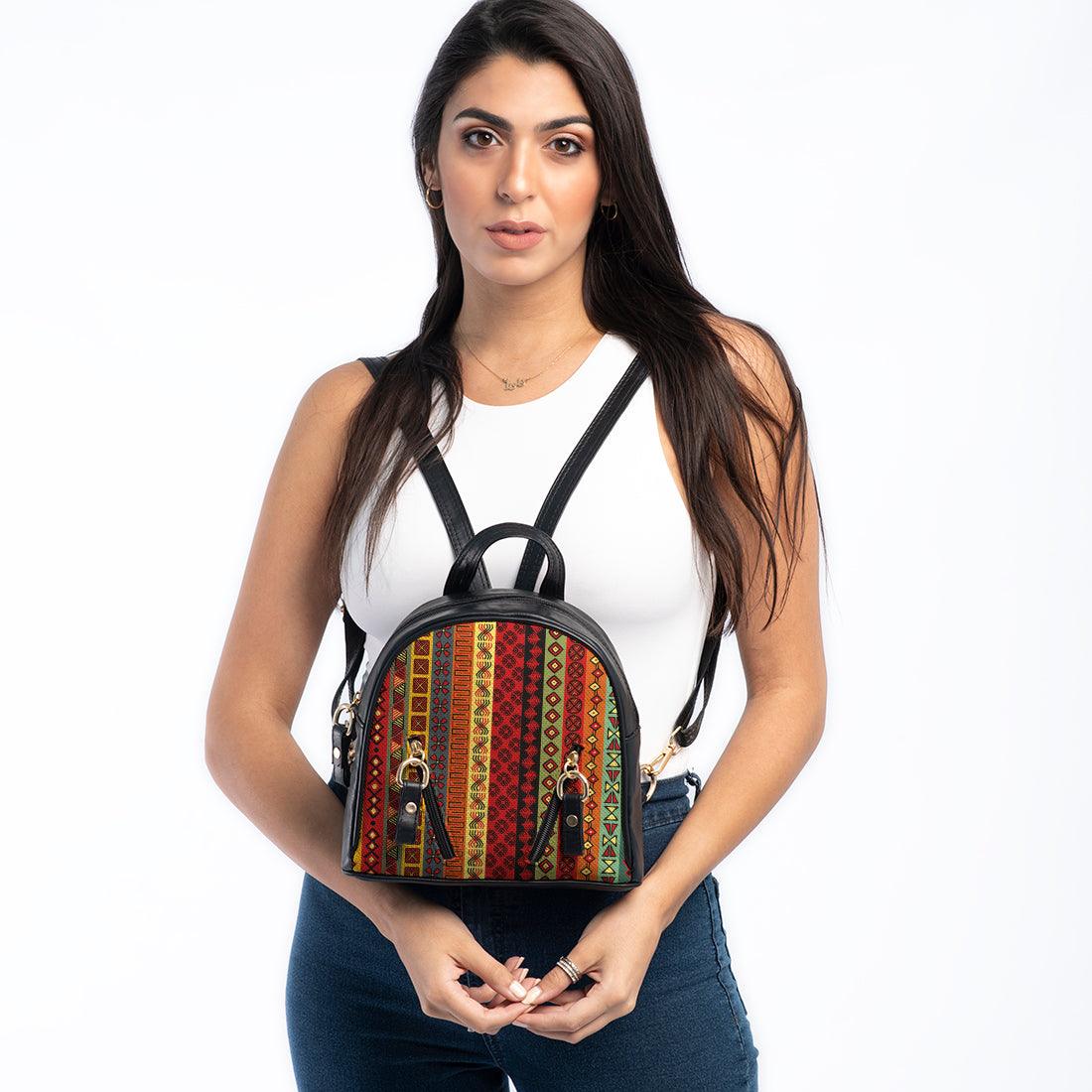 Black Mini Backpack African layout - CANVAEGYPT