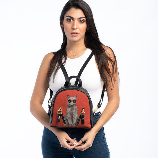 Black Mini Backpack Cool Cat - CANVAEGYPT