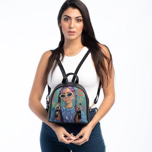 Black Mini Backpack Lilac locks - CANVAEGYPT