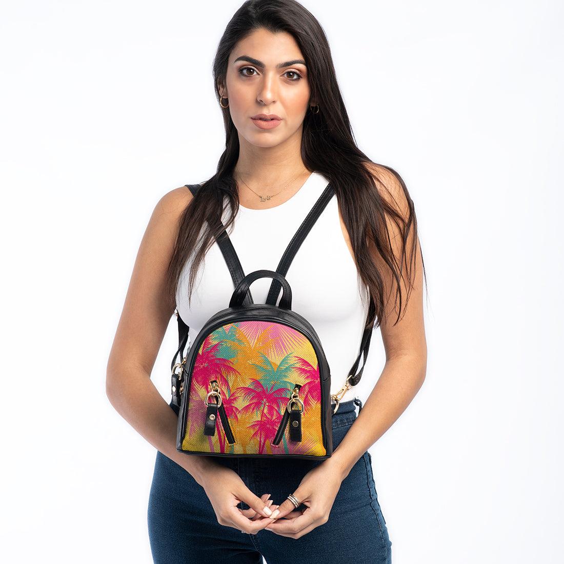 Black Mini Backpack Summer Palm - CANVAEGYPT