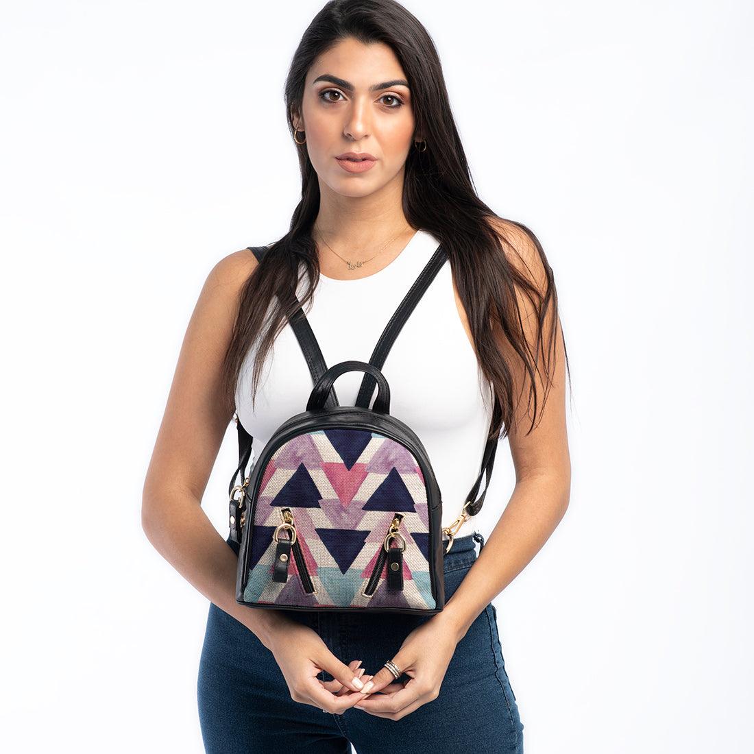 Black Mini Backpack Triangles - CANVAEGYPT