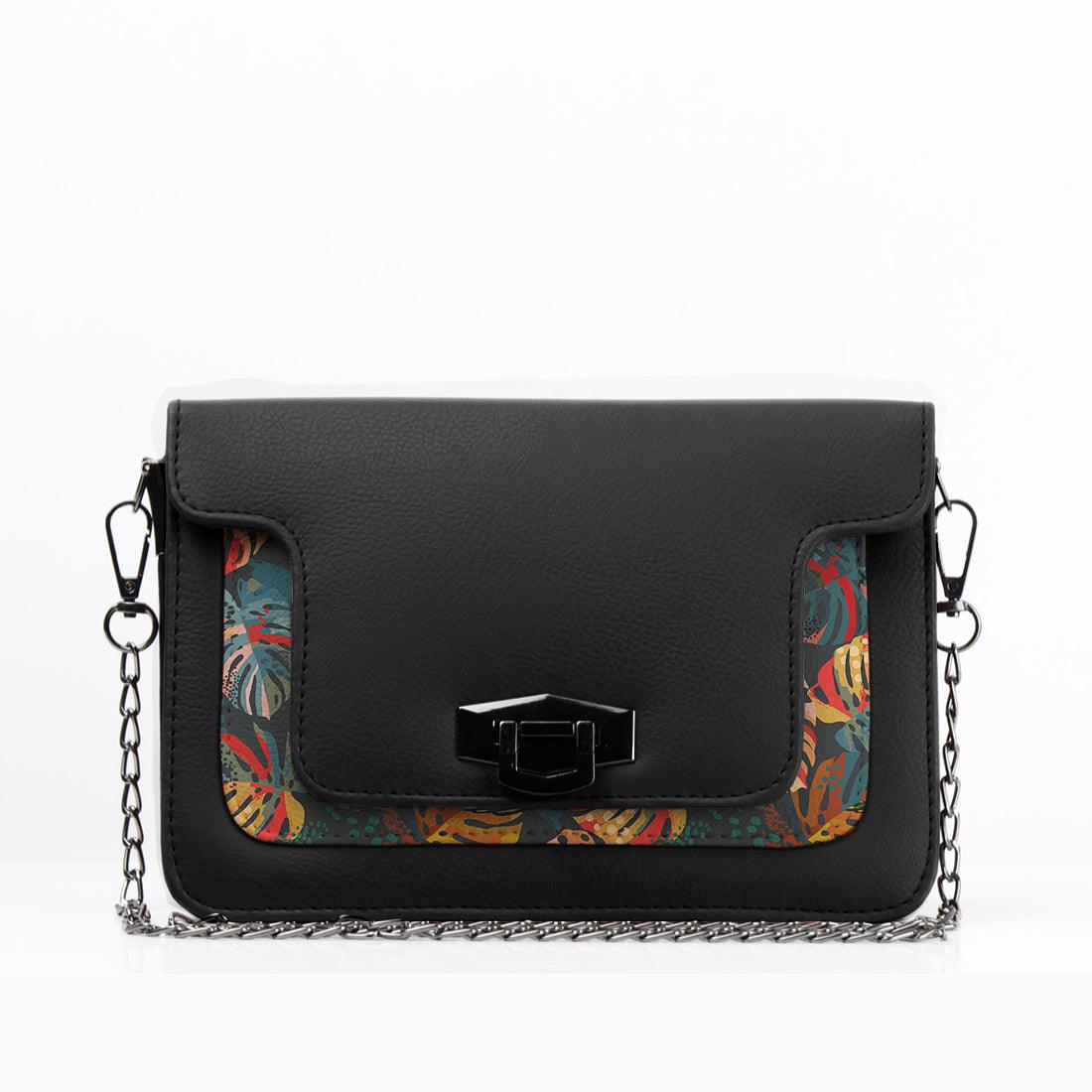 Black Mini Embossed Chain Bag Palm - CANVAEGYPT