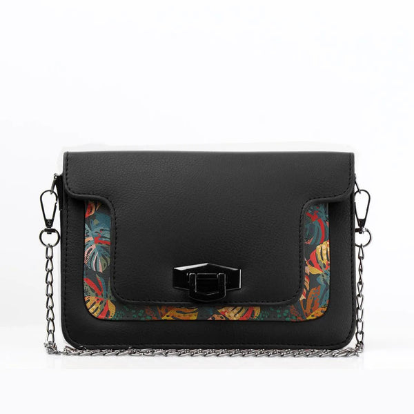Black Mini Embossed Chain Bag Palm - CANVAEGYPT