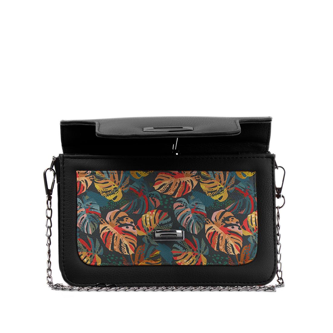Black Mini Embossed Chain Bag Palm - CANVAEGYPT