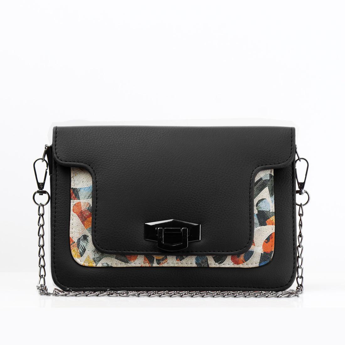 Black Mini Embossed Chain Bag Sand Brushes - CANVAEGYPT