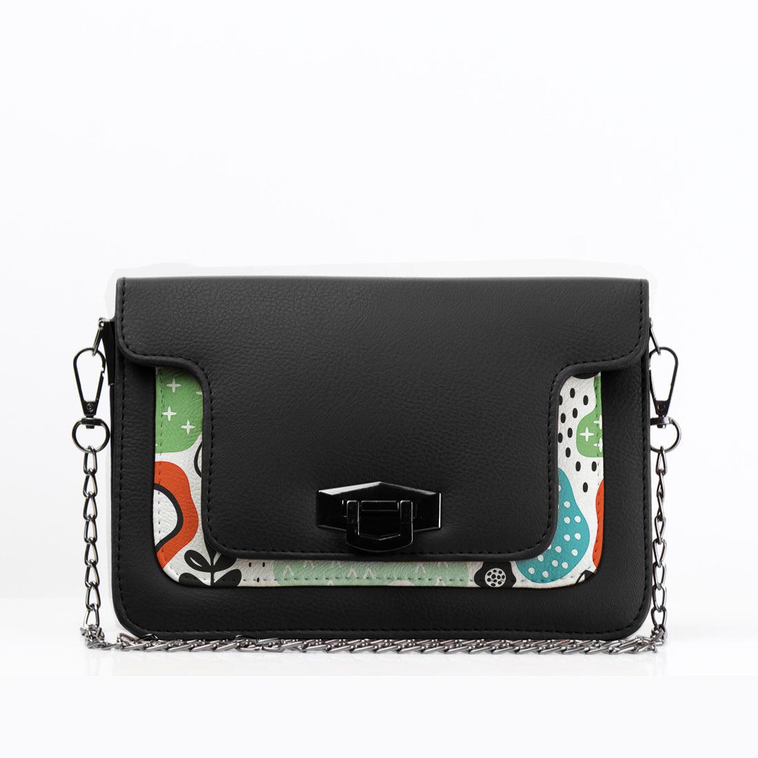 Black Mini Embossed Chain Bag Shapes - CANVAEGYPT