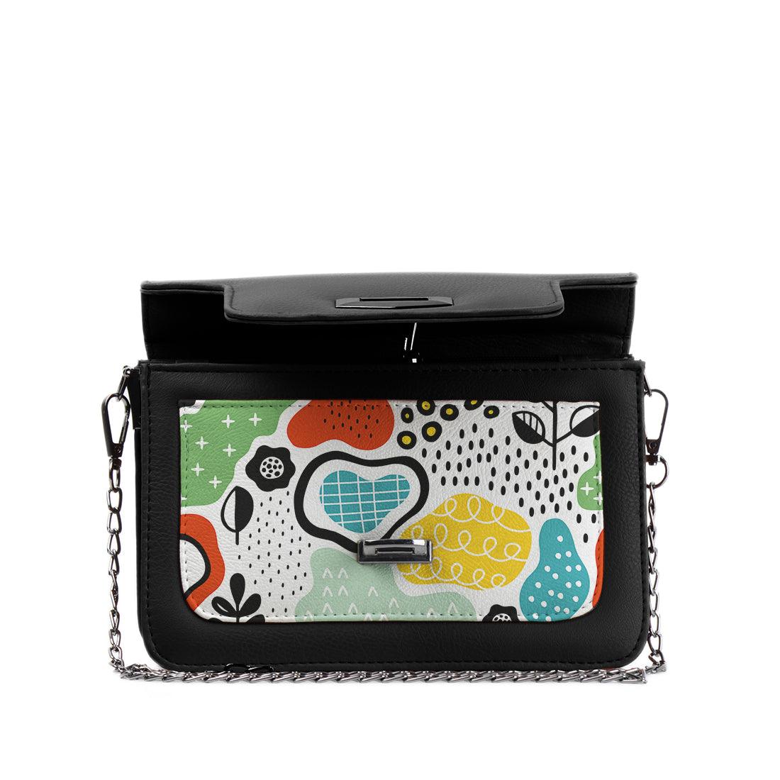 Black Mini Embossed Chain Bag Shapes - CANVAEGYPT