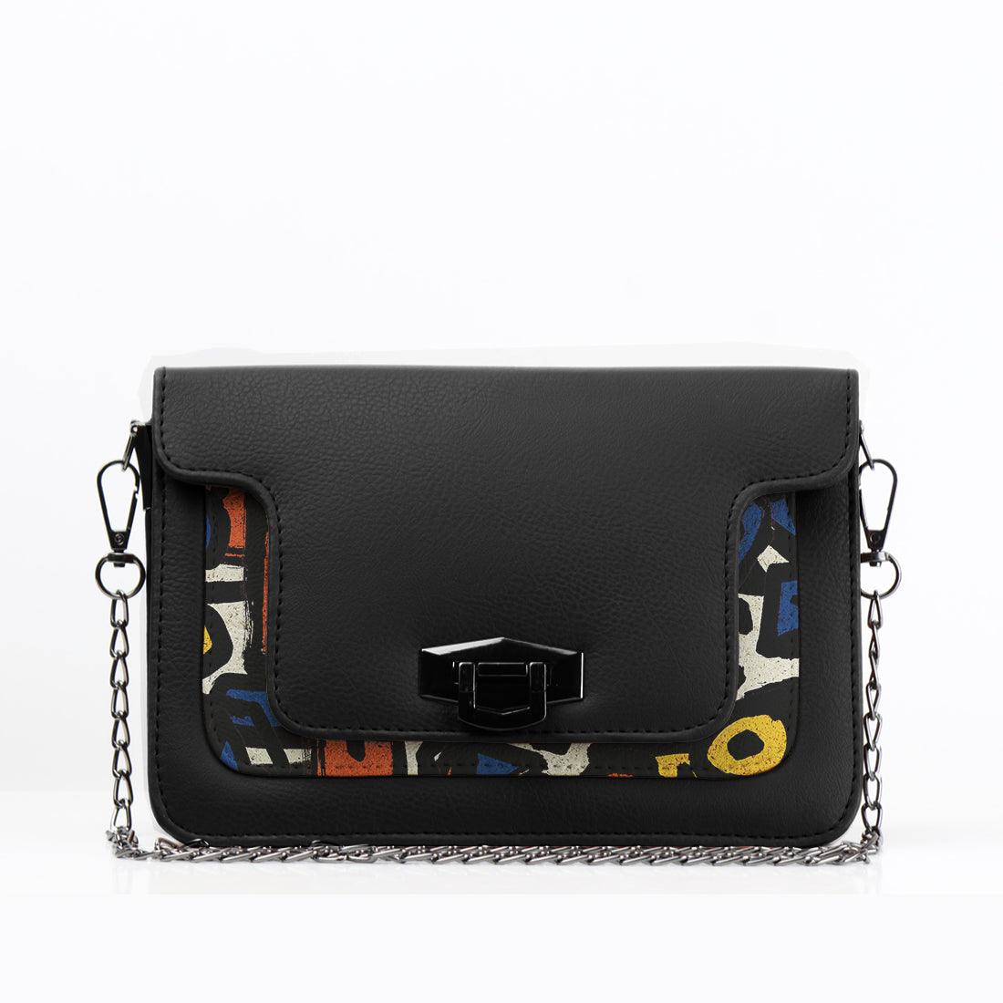 Black Mini Embossed Chain Bag Stroke - CANVAEGYPT