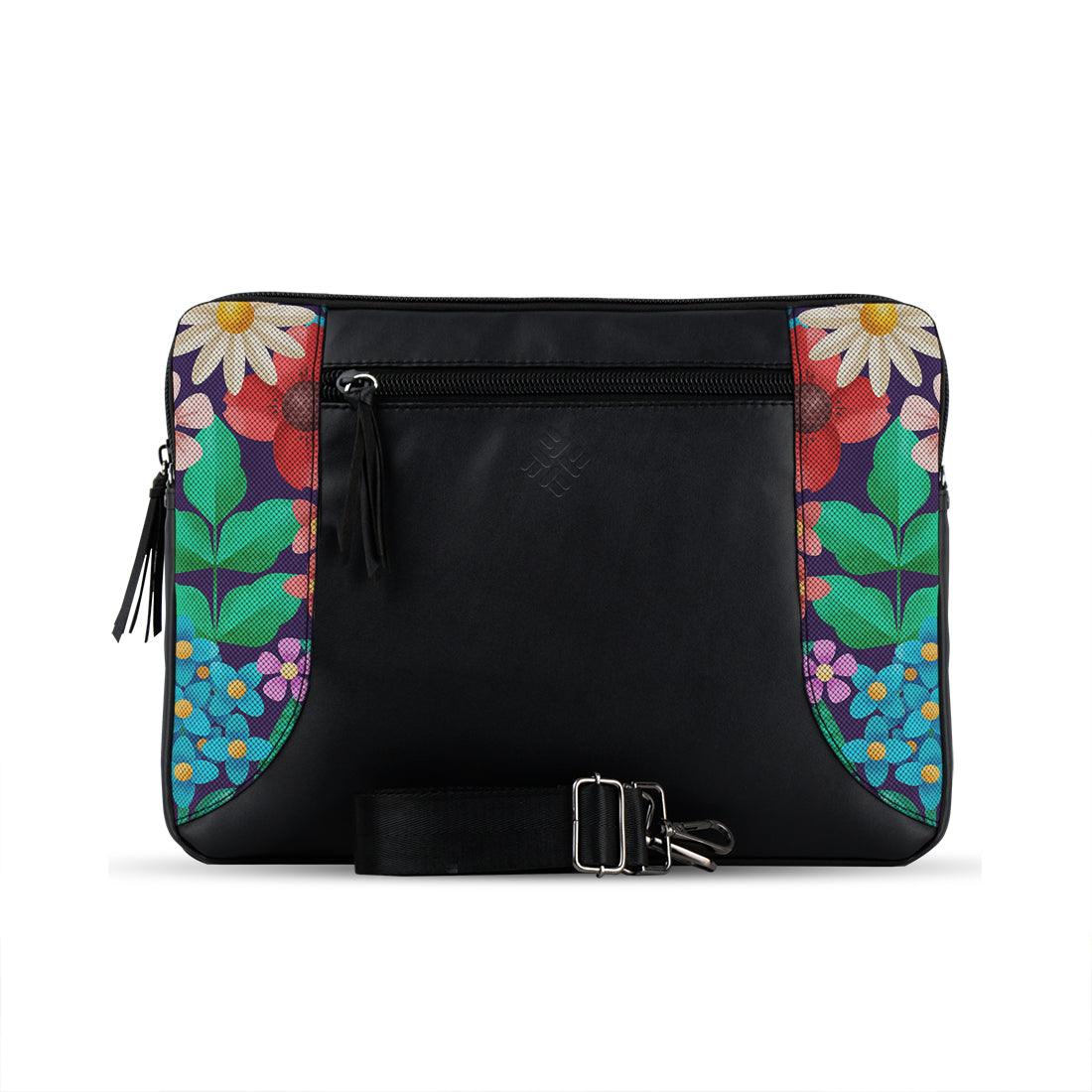 Black Mixed Laptop Sleeve Floral - CANVAEGYPT