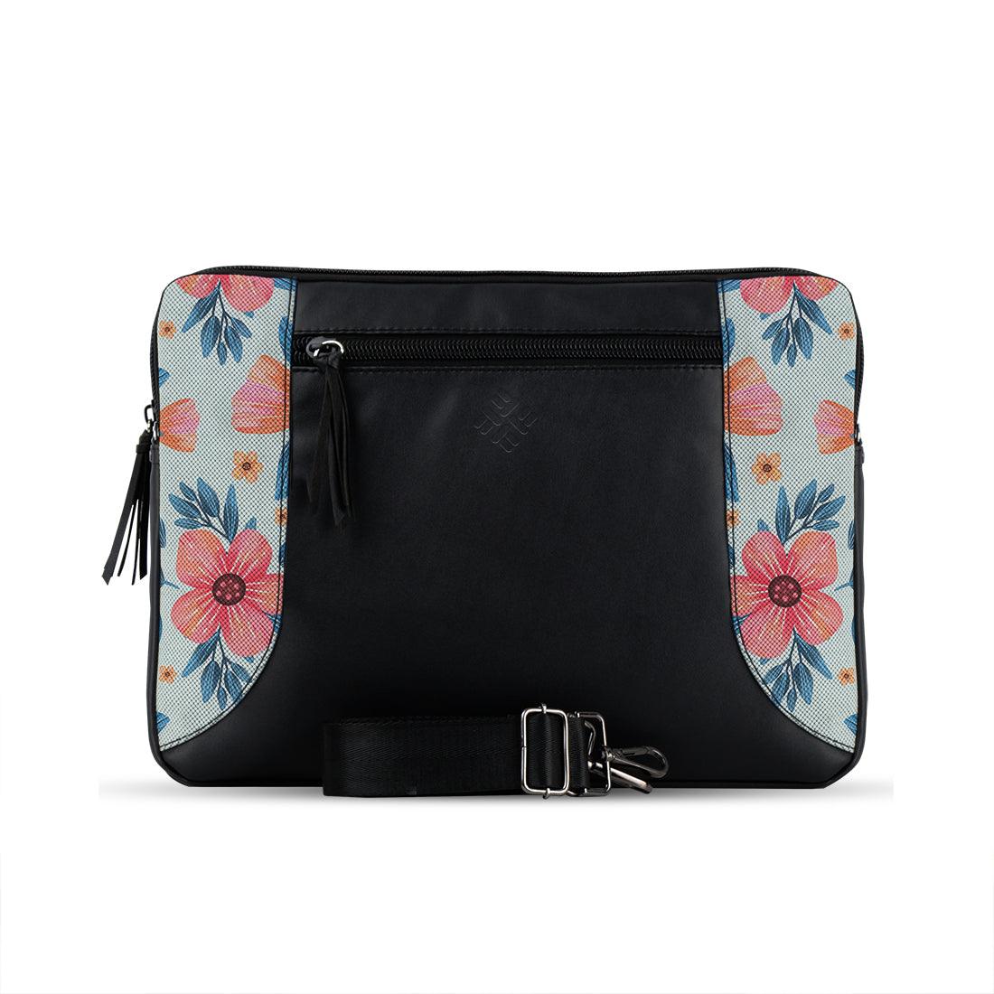 Black Mixed Laptop Sleeve Flower Art - CANVAEGYPT