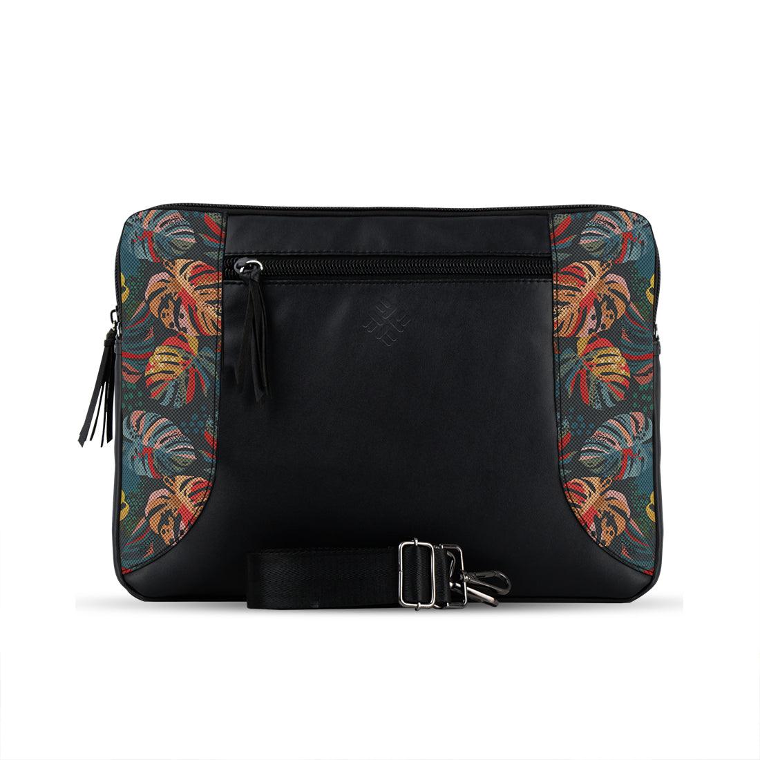 Black Mixed Laptop Sleeve Leaves Pattern - CANVAEGYPT