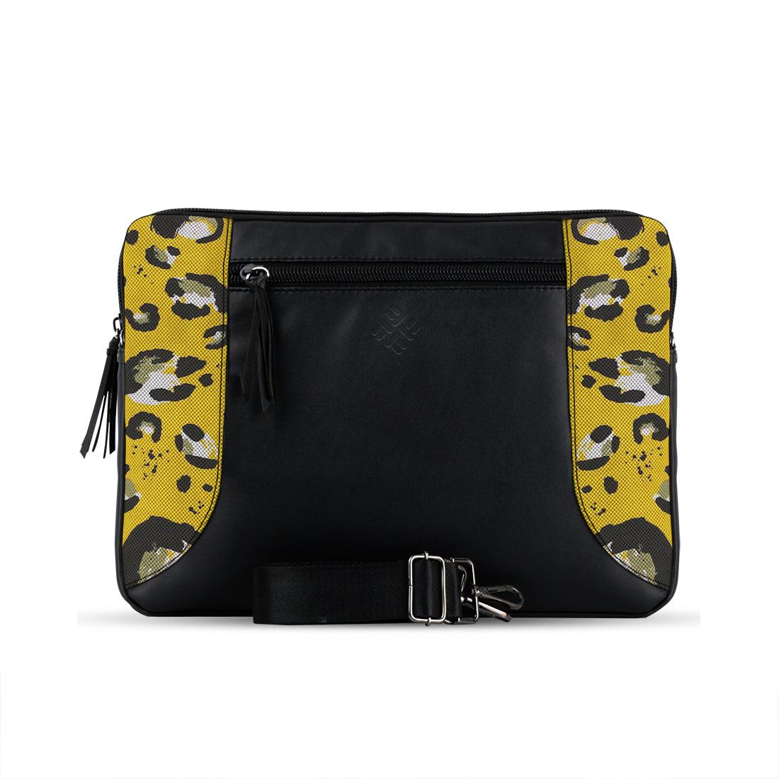 Black Mixed Laptop Sleeve Yellow Abstract - CANVAEGYPT