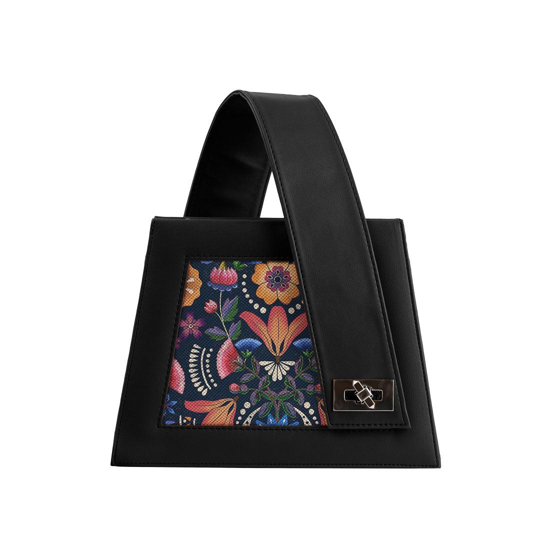 Black One Handed Bag Floral Abstract - CANVAEGYPT