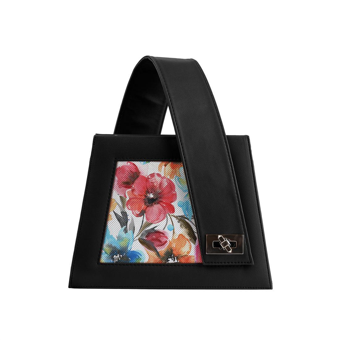 Black One Handed Bag White Floral - CANVAEGYPT