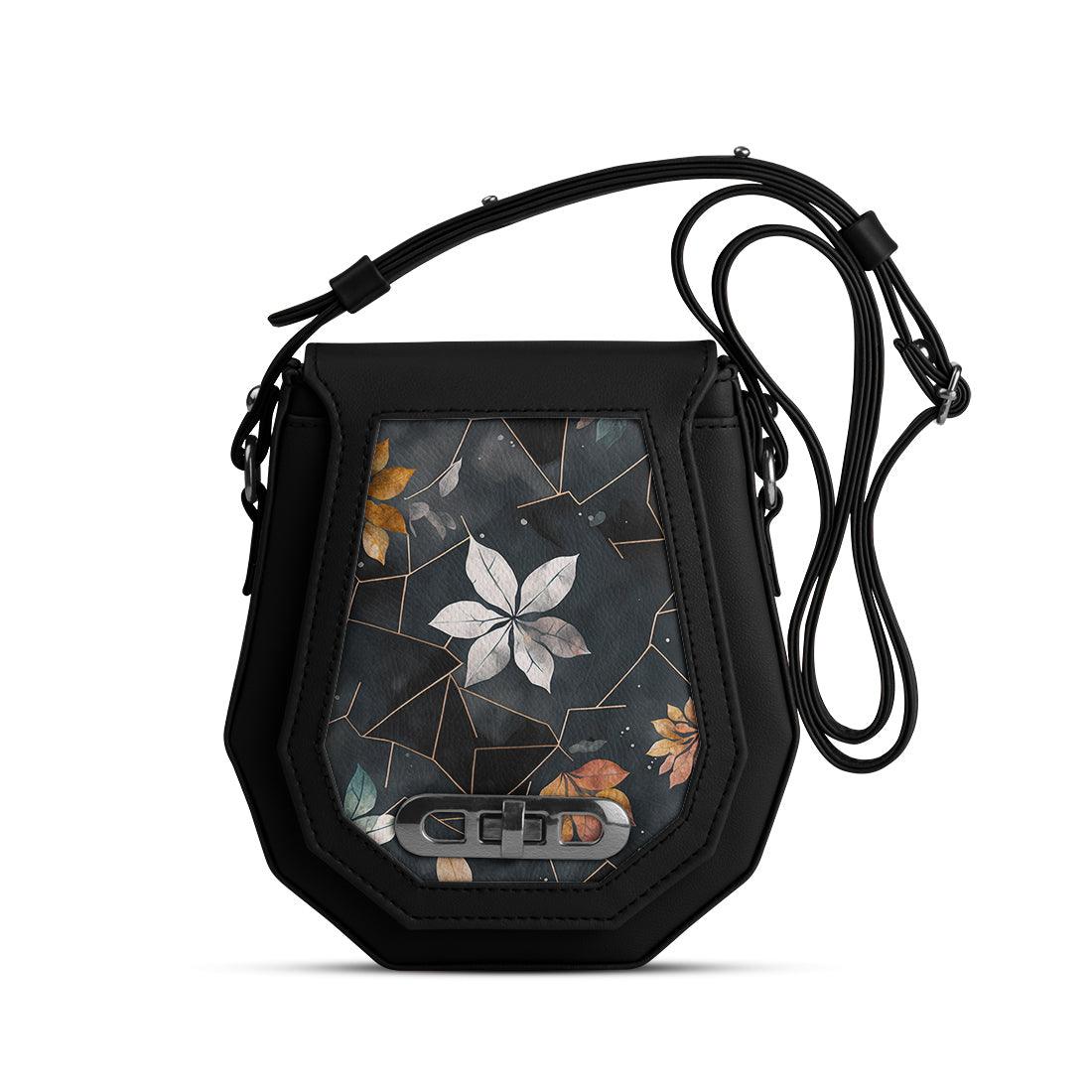 Black Polygon Crossbags Dark Floral - CANVAEGYPT