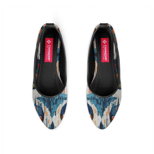 Black Round Toe Shoe Blue circle - CANVAEGYPT