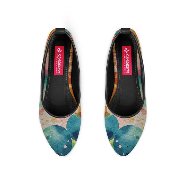 Black Round Toe Shoe Bright Circles - CANVAEGYPT
