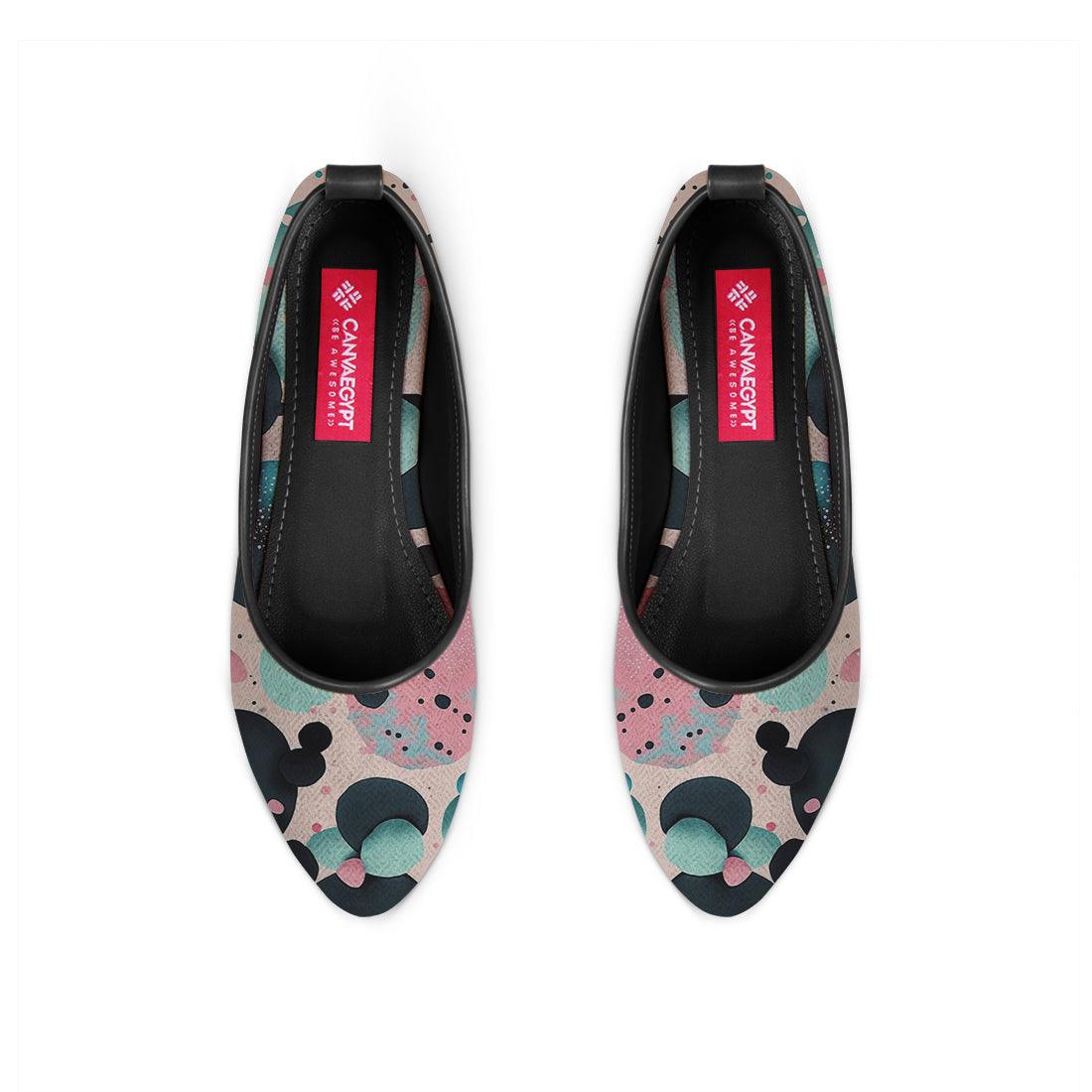 Black Round Toe Shoe Colorful Circles - CANVAEGYPT