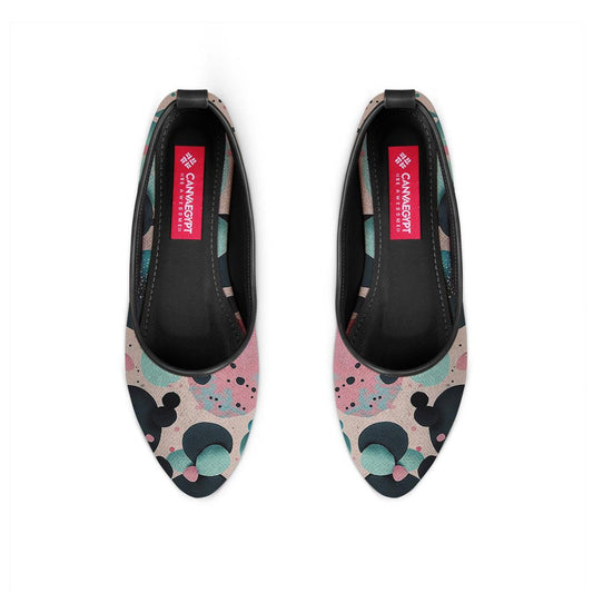 Black Round Toe Shoe Colorful Circles - CANVAEGYPT