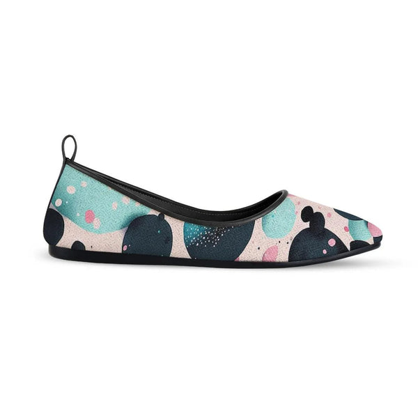 Black Round Toe Shoe Colorful Circles