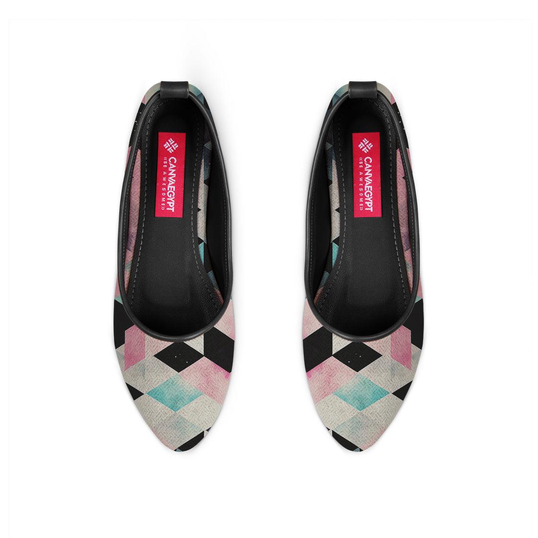 Black Round Toe Shoe Colorful Patterns - CANVAEGYPT