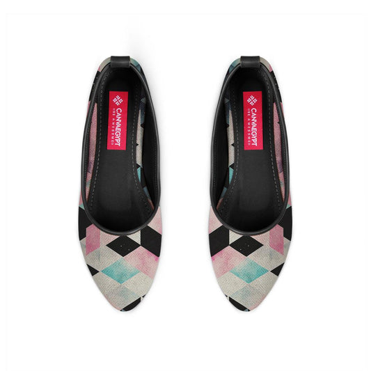 Black Round Toe Shoe Colorful Patterns - CANVAEGYPT