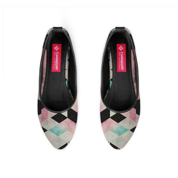 Black Round Toe Shoe Colorful Patterns - CANVAEGYPT