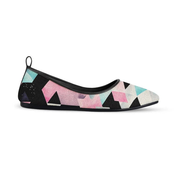 Black Round Toe Shoe Colorful Patterns