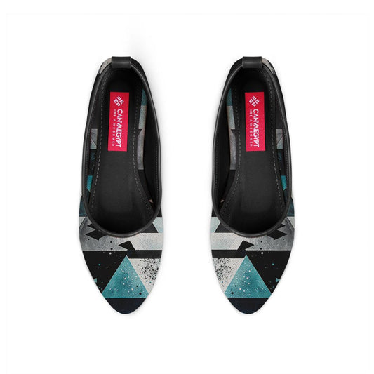 Black Round Toe Shoe Ice Triangles - CANVAEGYPT