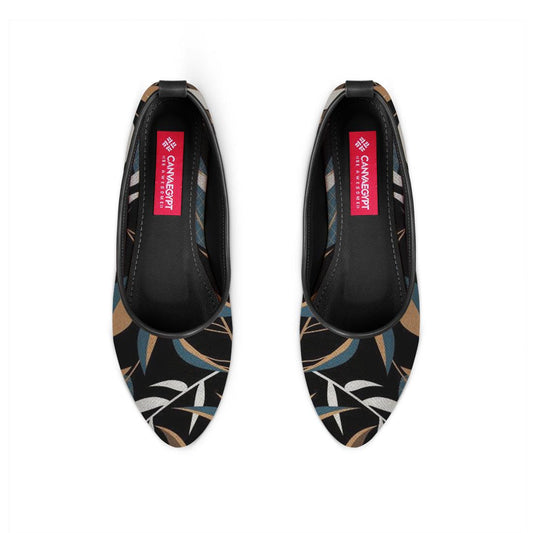 Black Round Toe Shoe Leaves - CANVAEGYPT